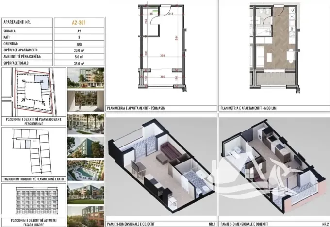 Prodej bytu 1+kk, Golem, Albánie, Mali i Robit, 35 m2