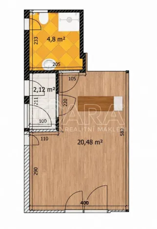 Pronájem bytu 1+kk, Praha - Stodůlky, Živcových, 28 m2