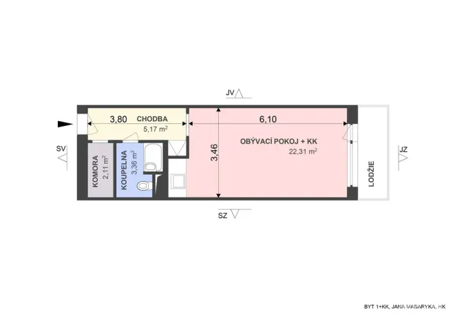 Prodej bytu 1+kk, Hradec Králové, Jana Masaryka, 35 m2