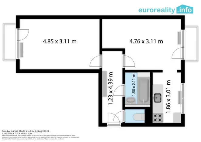Prodej bytu 2+1, Milovice, Braniborská, 42 m2
