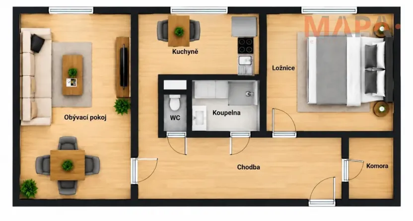 Prodej bytu 2+1, Jirkov, Na Borku, 60 m2