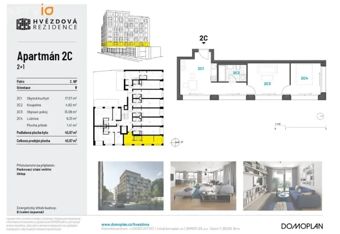 Pronájem bytu 2+1, Brno - Zábrdovice, Hvězdová, 46 m2