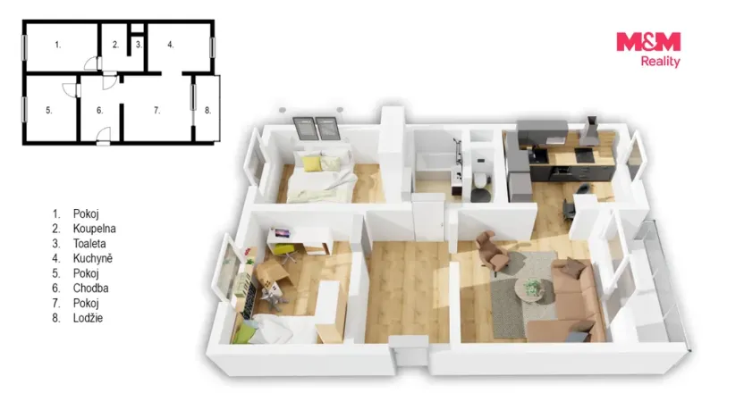 Prodej bytu 3+1, Česká Lípa, Bratří Čapků, 66 m2