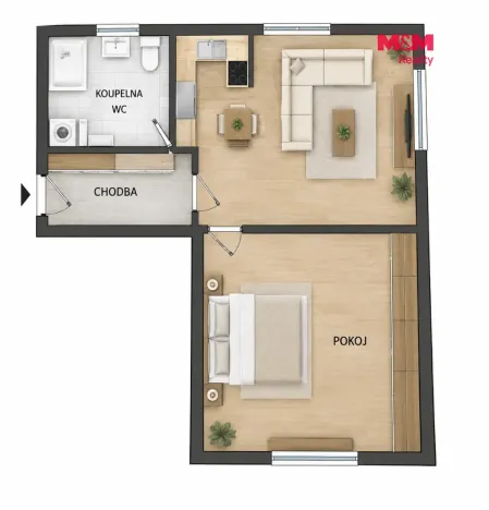 Prodej bytu 2+kk, Pardubice - Bílé Předměstí, Bubeníkova, 49 m2