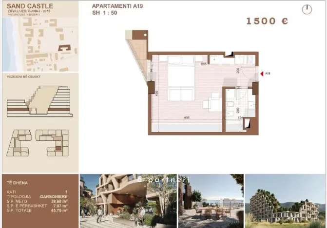 Prodej bytu 2+kk, Shengjin, Albánie, 39 m2