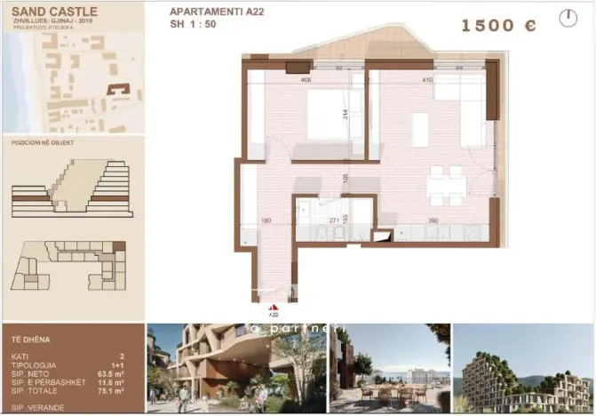 Prodej bytu 2+kk, Shengjin, Albánie, 39 m2