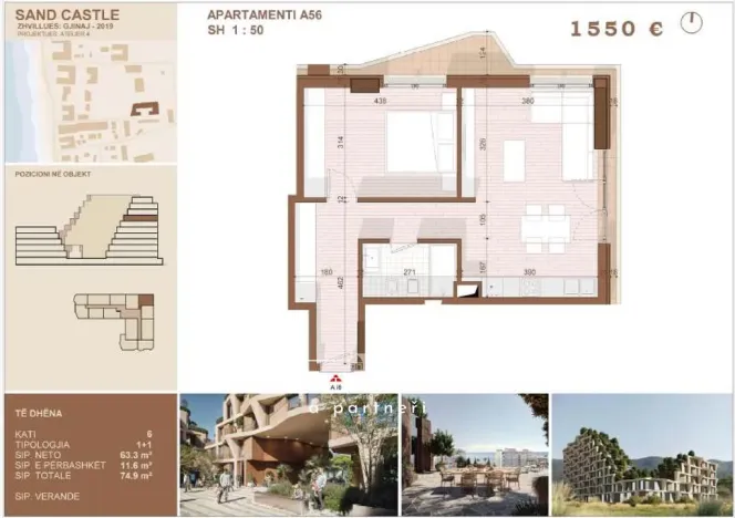 Prodej bytu 2+kk, Shengjin, Albánie, 39 m2