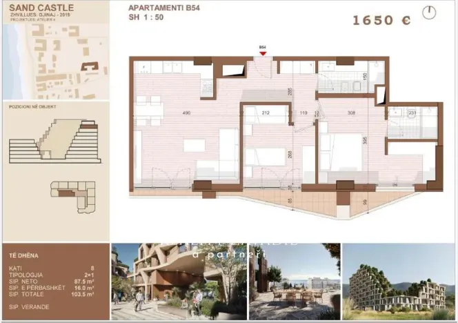 Prodej bytu 2+kk, Shengjin, Albánie, 39 m2