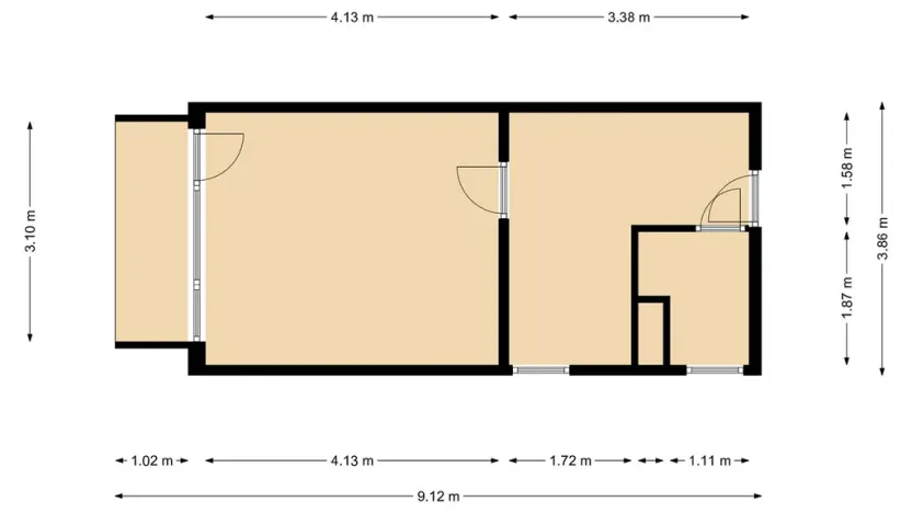 Pronájem bytu 1+kk, Tanvald, Radniční, 25 m2