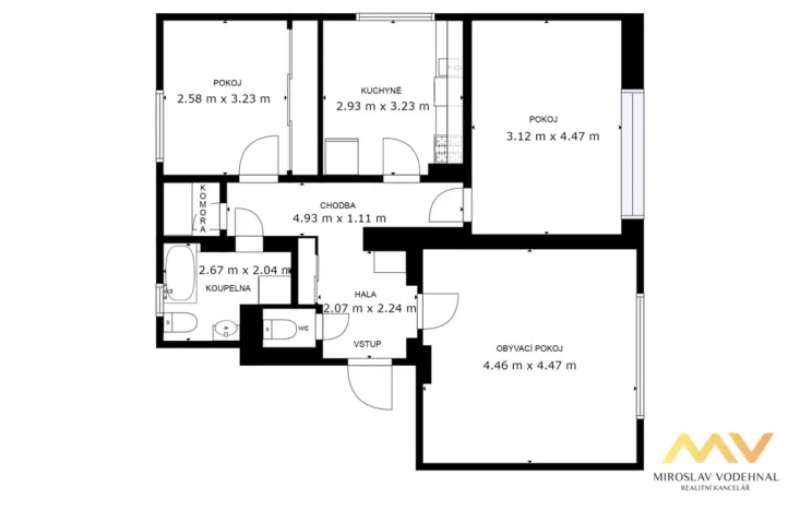 Pronájem bytu 3+1, Hradec Králové - Slezské Předměstí, Brandlova, 74 m2