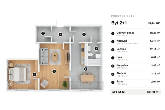 Prodej bytu 2+1, České Budějovice - České Budějovice 2, Větrná, 63 m2