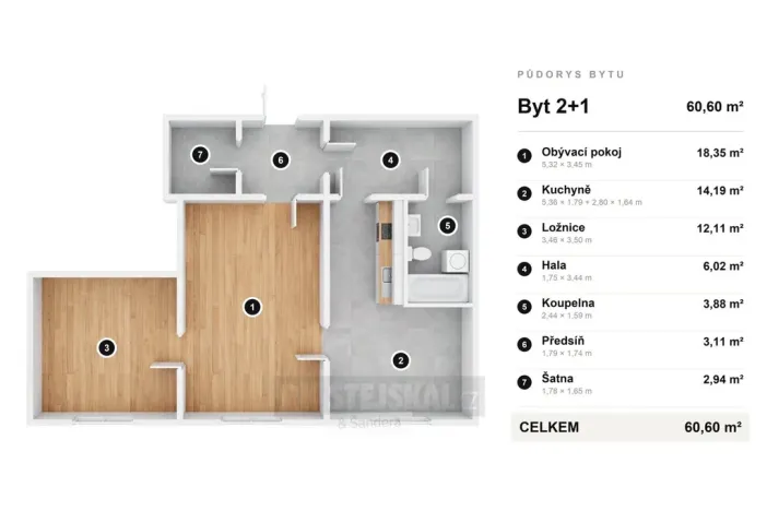 Prodej bytu 2+1, České Budějovice - České Budějovice 2, Větrná, 63 m2