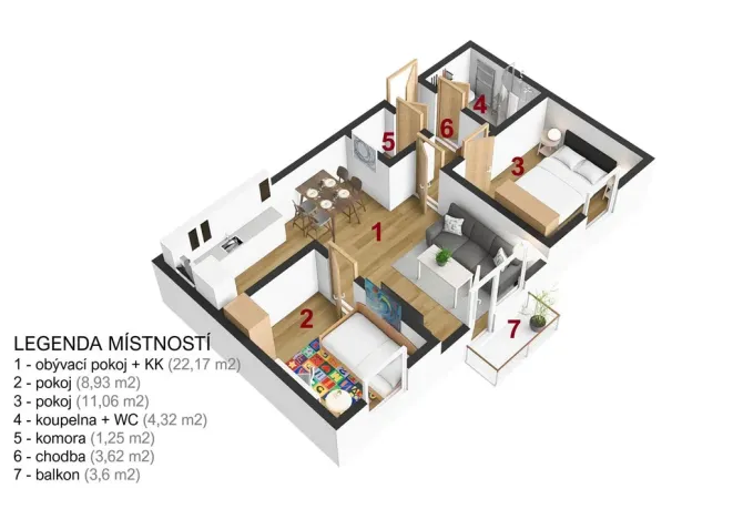 Pronájem bytu 3+kk, Kostelec nad Černými lesy, 54 m2