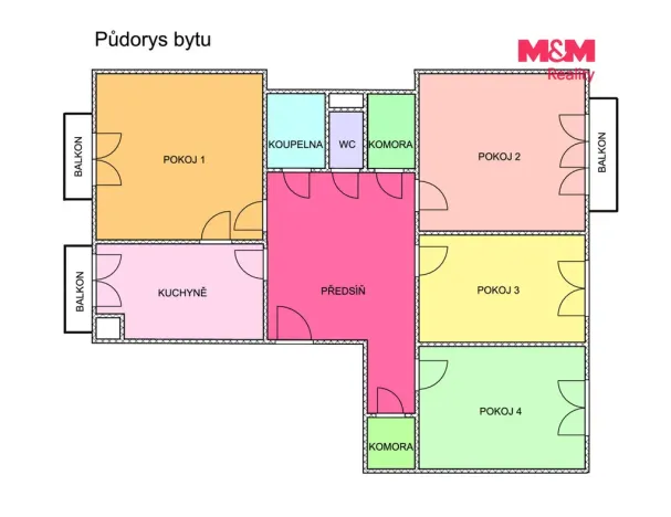 Prodej bytu 4+1, Ostrava, Komenského, 88 m2