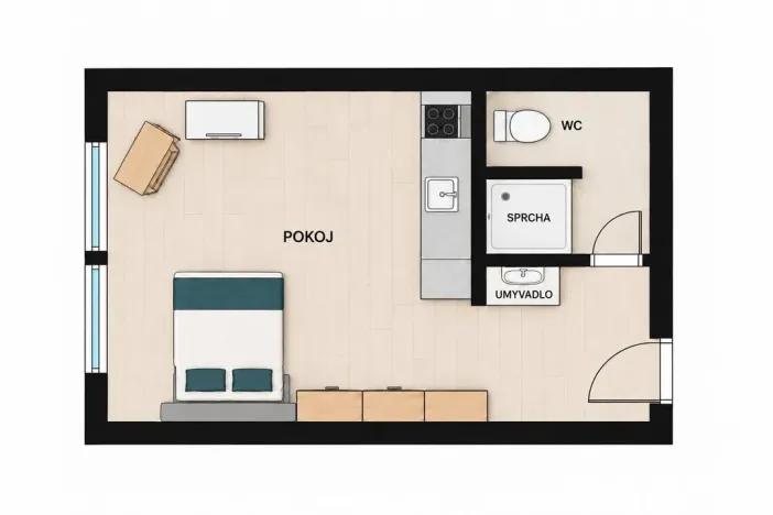 Pronájem bytu 1+kk, Brno, Horácké náměstí, 26 m2