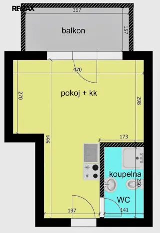 Pronájem bytu 1+kk, Velký Osek, Revoluční, 22 m2