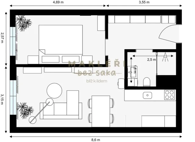 Prodej bytu 2+kk, Praha, Gregorova, 48 m2