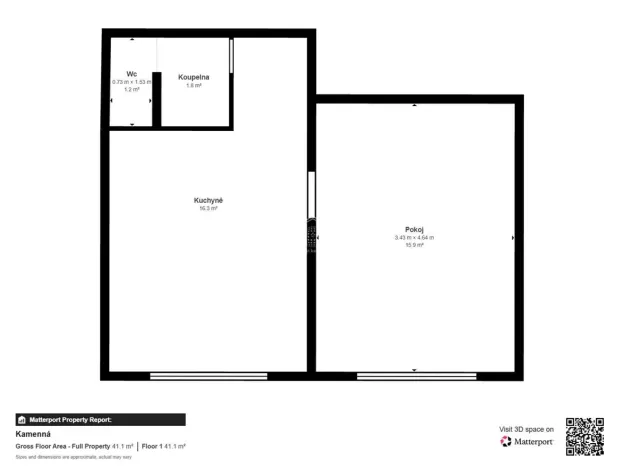 Pronájem bytu 1+1, Chomutov, Kamenná, 34 m2