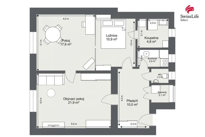 Prodej bytu 3+1, Praha - Bubeneč, Rooseveltova, 72 m2