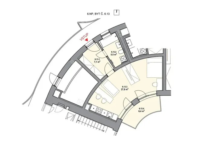 Prodej bytu 1+kk, Brno, Řepova, 42 m2