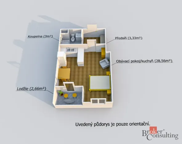 Pronájem bytu 1+kk, Plzeň - Jižní Předměstí, Boettingerova, 36 m2