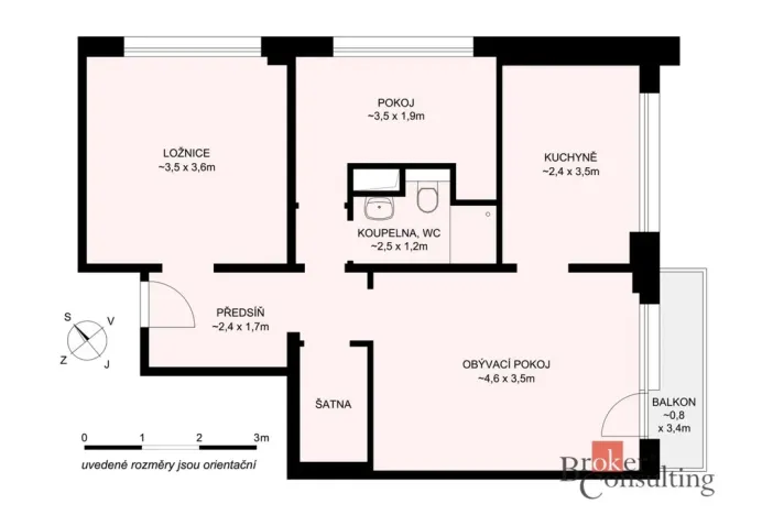 Prodej bytu 3+1, Sezimovo Ústí, Dukelská, 57 m2
