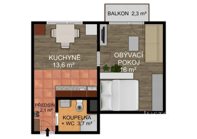 Pronájem bytu 1+1, Písek - Budějovické Předměstí, třída Přátelství, 38 m2