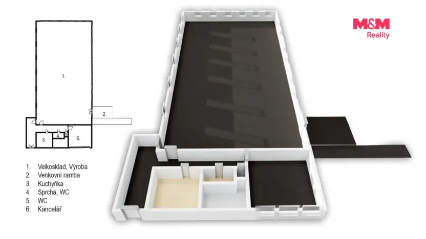 Pronájem výrobních prostor, Miličín, 850 m2