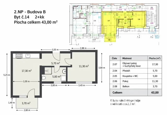 Pronájem bytu 2+kk, Břeclav, Za Bankou, 43 m2