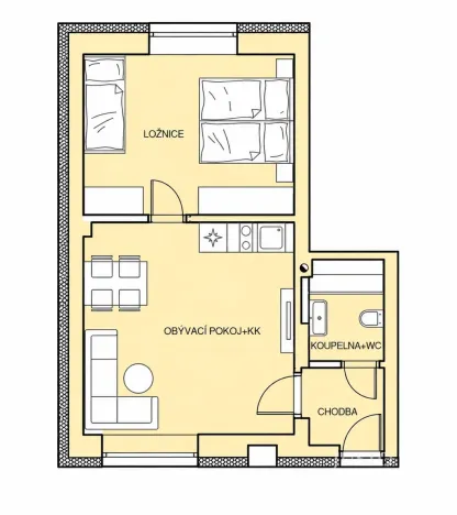 Pronájem bytu 2+kk, Kestřany, 40 m2