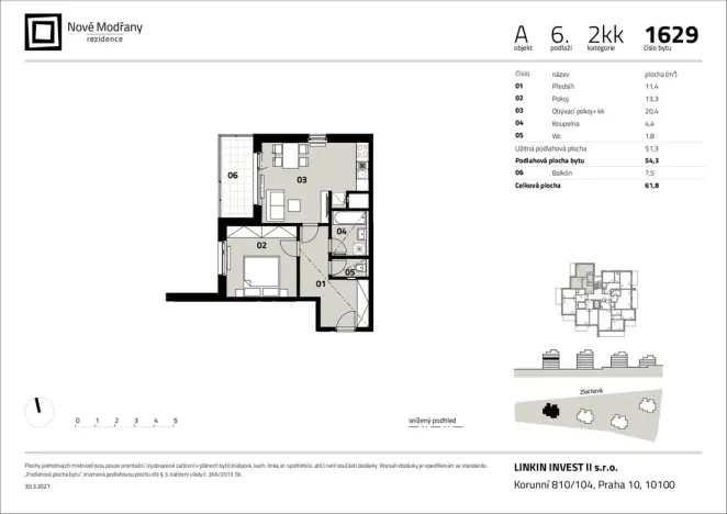 Prodej bytu 2+kk, Praha - Modřany, Zlochova, 58 m2