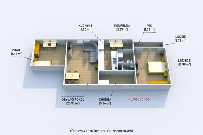 Pronájem bytu 3+1, Plzeň, Republikánská, 69 m2