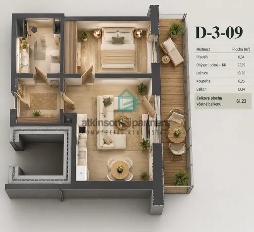 Prodej bytu 2+kk, Hluboká nad Vltavou, Masarykova, 48 m2
