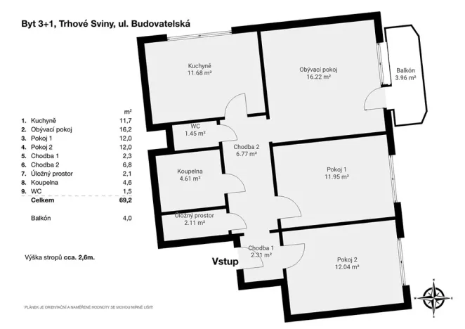 Prodej bytu 3+1, Trhové Sviny, Budovatelská, 73 m2