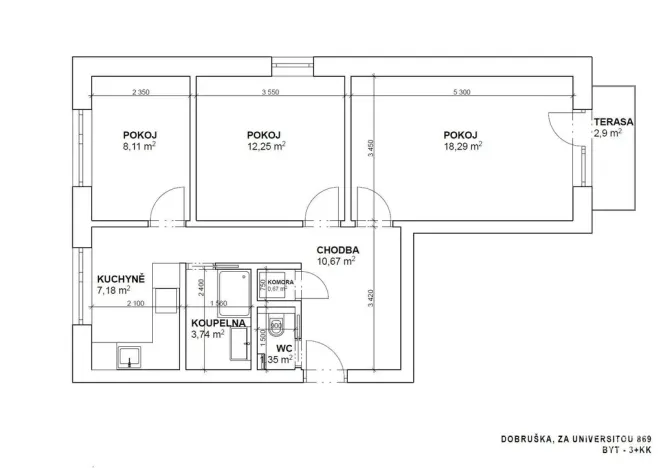Pronájem bytu 3+kk, Dobruška, Za Universitou, 67 m2