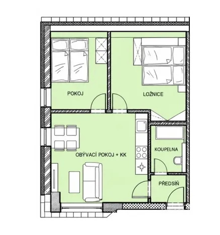 Pronájem bytu 3+kk, Kestřany, 50 m2