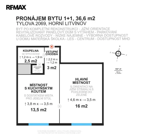 Pronájem bytu 1+1, Litvínov - Horní Litvínov, Tylova, 37 m2