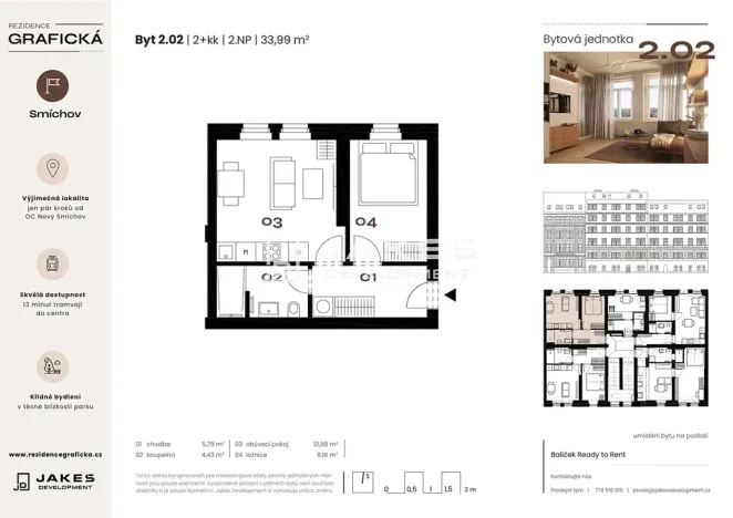 Prodej bytu 2+kk, Praha - Smíchov, Grafická, 34 m2