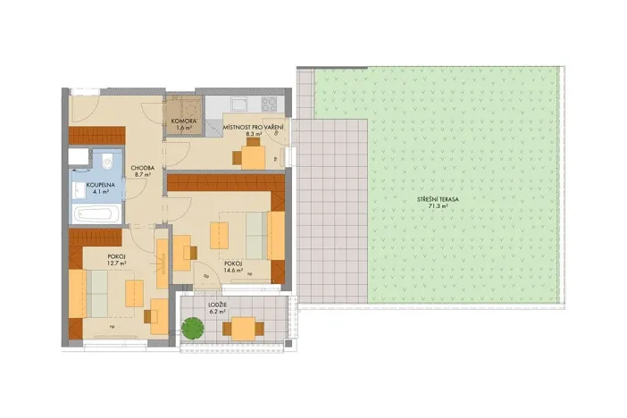 Prodej bytu 2+kk, Praha - Hlubočepy, Gollové, 53 m2