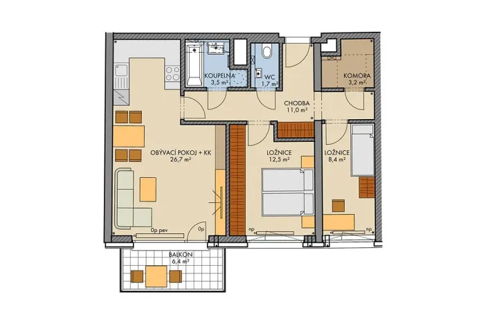 Prodej bytu 3+kk, Praha - Chodov, Bartůňkova, 72 m2