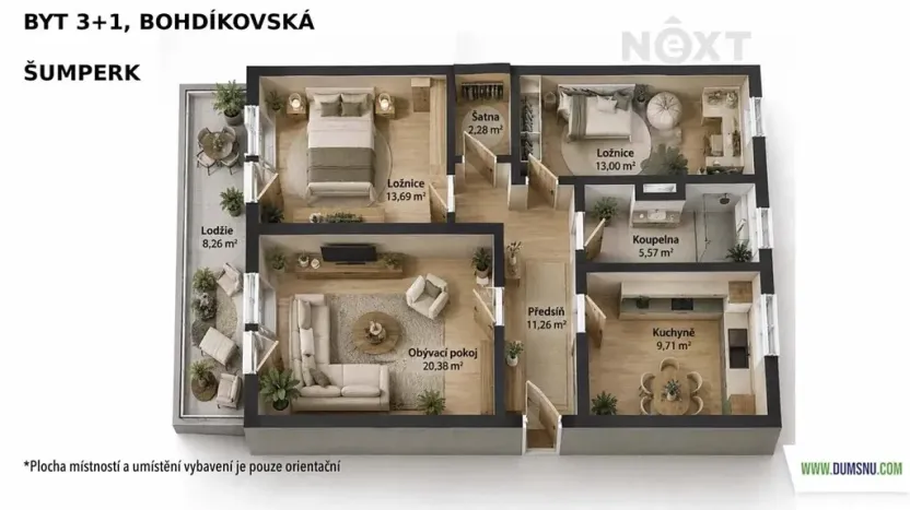 Pronájem bytu 3+1, Šumperk, Bohdíkovská, 75 m2