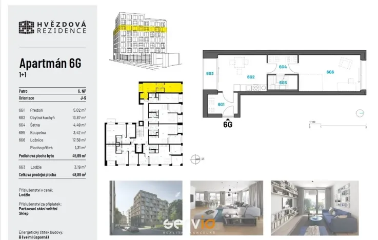 Pronájem bytu 1+1, Brno - Zábrdovice, Hvězdová, 46 m2
