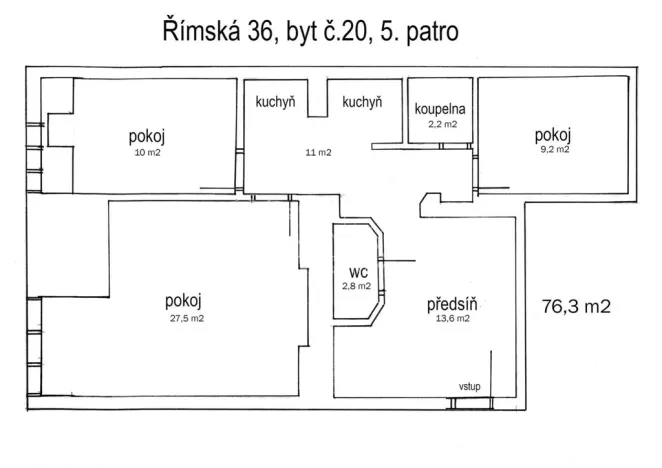 Pronájem bytu 3+kk, Praha - Vinohrady, Římská, 74 m2