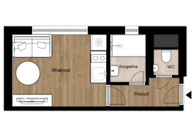 Pronájem bytu 1+kk, Praha - Kunratice, Krameriova, 20 m2