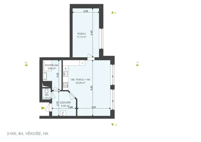 Pronájem bytu 2+kk, Hradec Králové - Věkoše, V. J. Kašpara, 63 m2