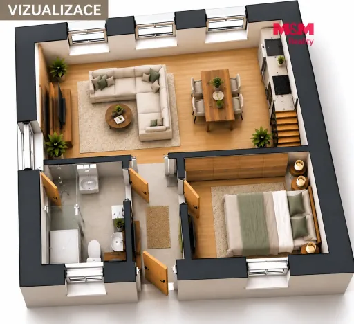 Prodej bytu 2+kk, Hostomice - Bezdědice, 42 m2