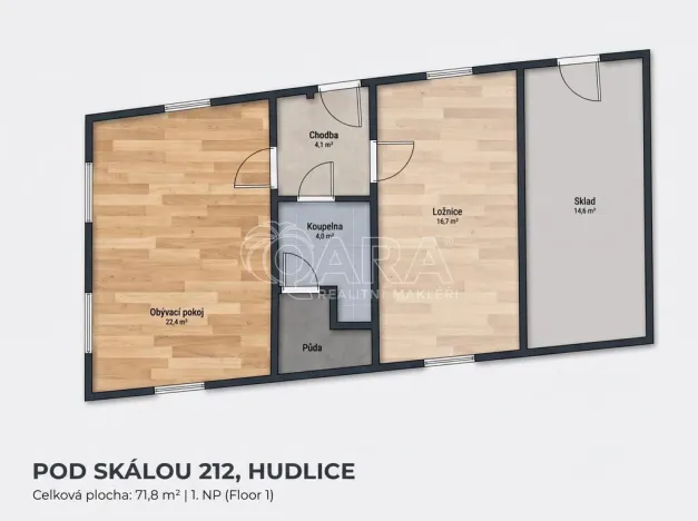 Prodej rodinného domu, Hudlice, Pod Skálou, 71 m2