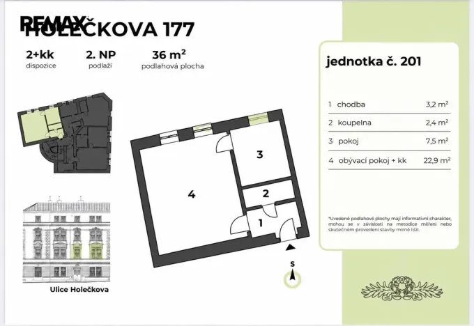 Pronájem bytu 2+kk, Praha - Košíře, Holečkova, 36 m2