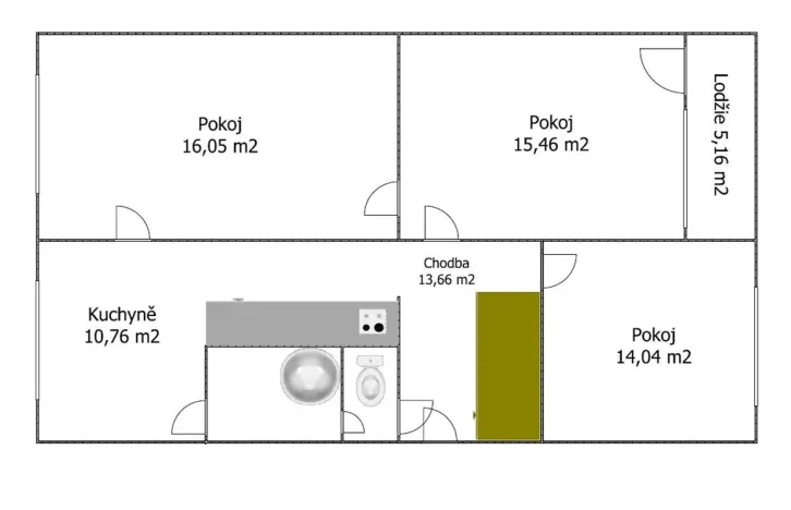 Pronájem bytu 3+1, Stříbro, Palackého, 78 m2