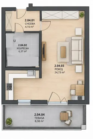 Pronájem bytu 1+kk, Chlumec nad Cidlinou, Rooseveltova, 35 m2